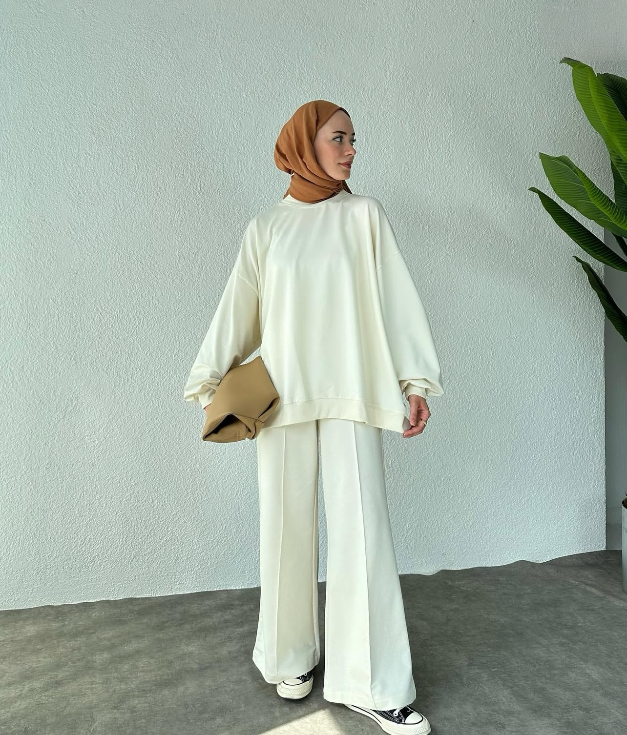 Casual Premium Zweiteiler in Creme