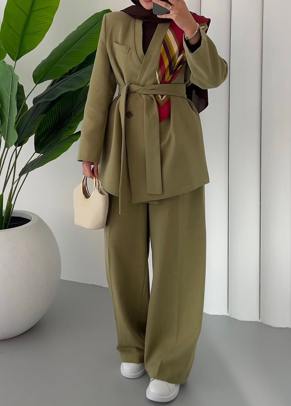 Blazer mit Gürtel in Grün