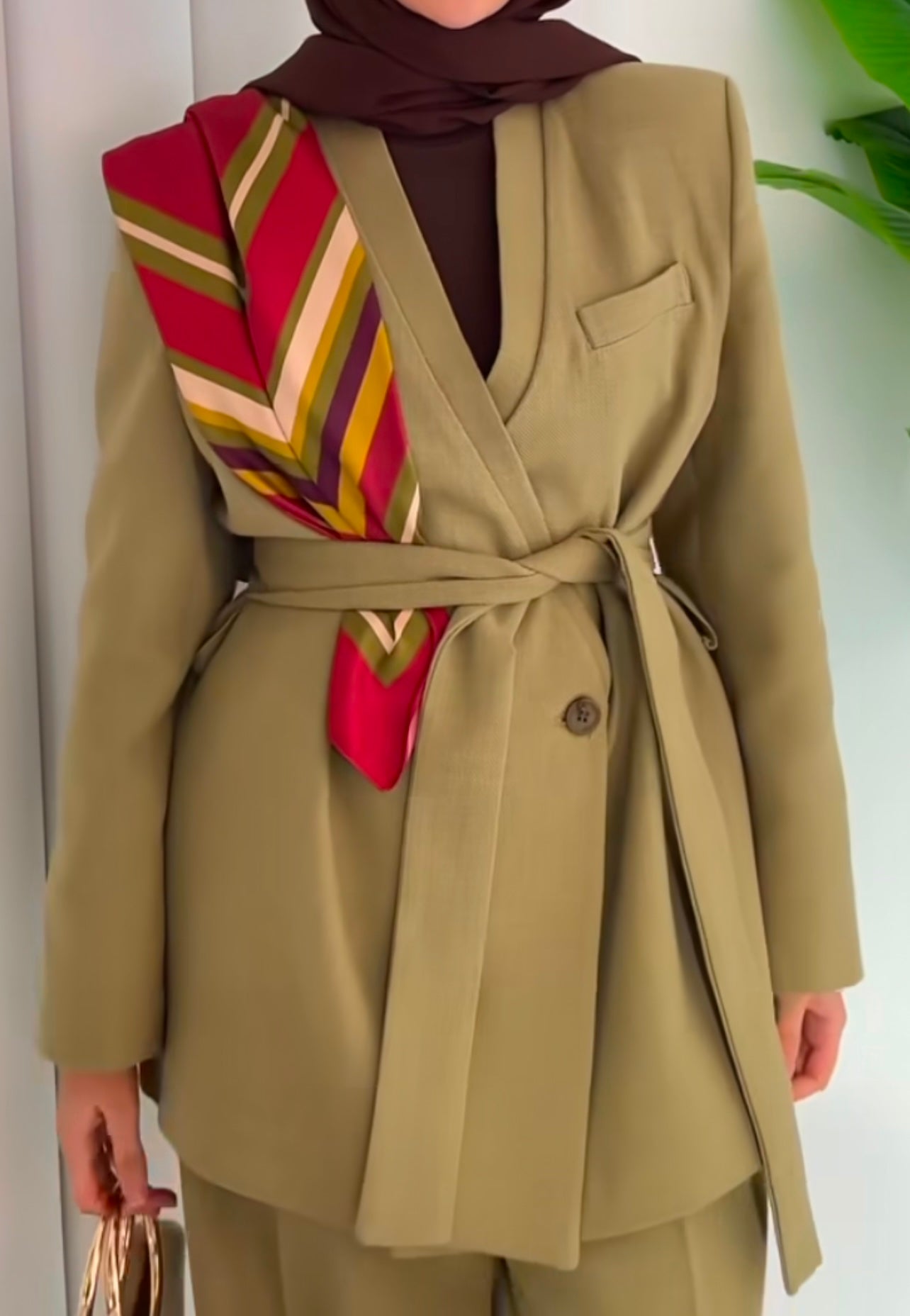 Blazer mit Gürtel in Grün