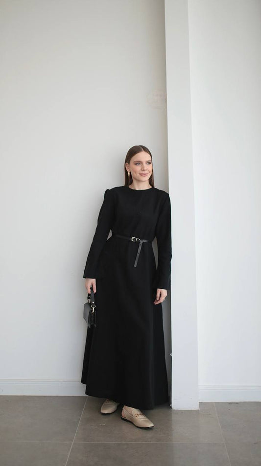 Vera Leinenkleid in Schwarz