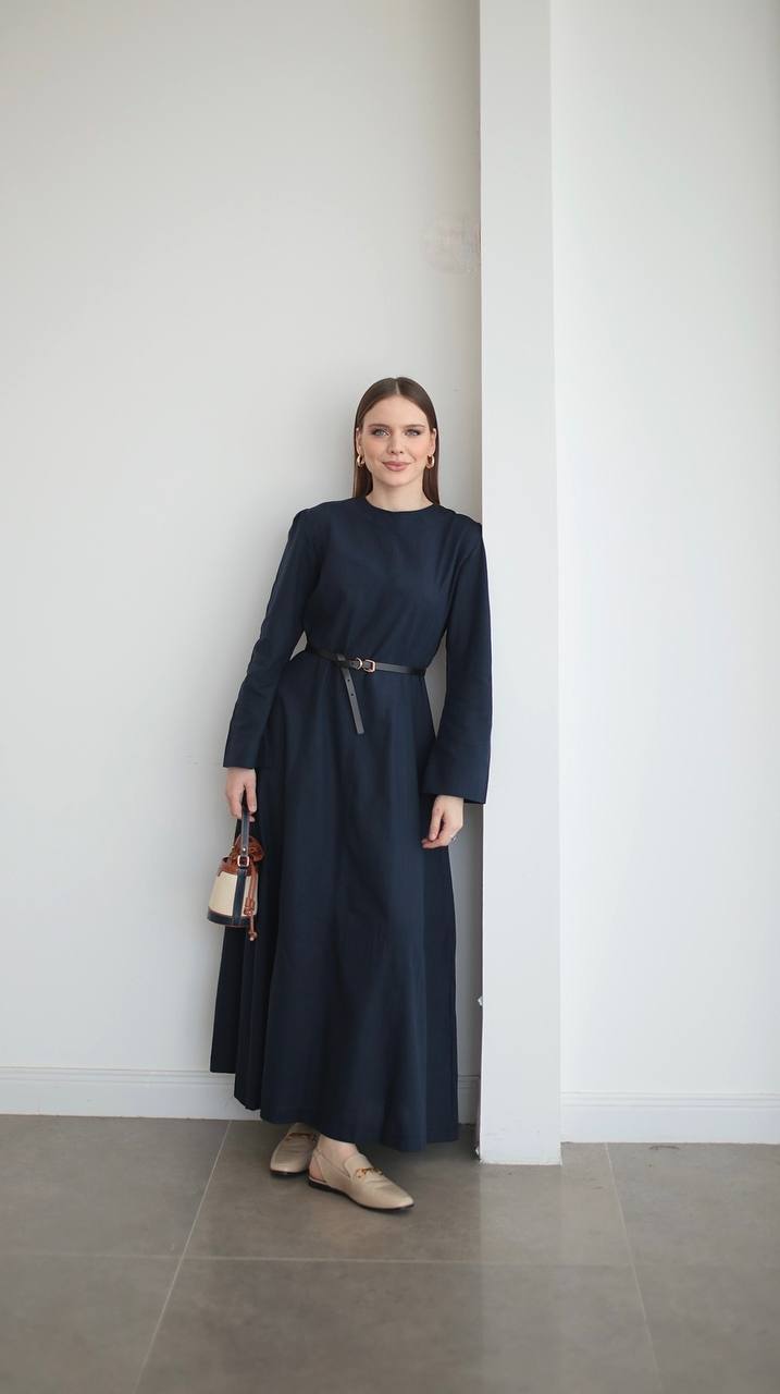 Vera Leinenkleid in Navy Blue