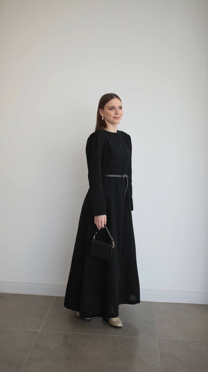 Vera Leinenkleid in Schwarz