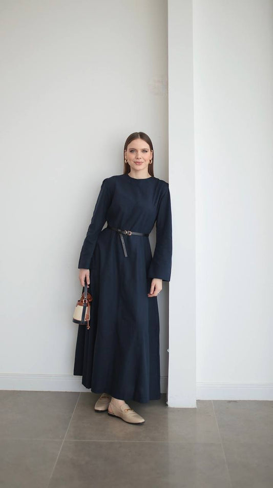 Vera Leinenkleid in Navy Blue