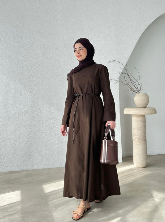 Vera Leinenkleid in Braun