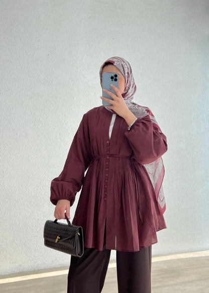 Narin Bluse in Weinrot