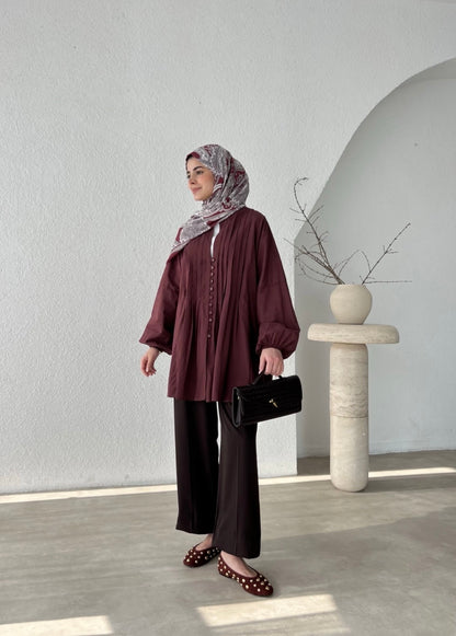 Narin Bluse in Weinrot